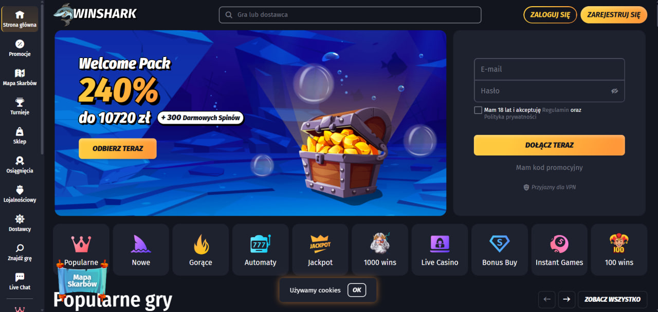 WinShark Casino tabela oceny ekspertów